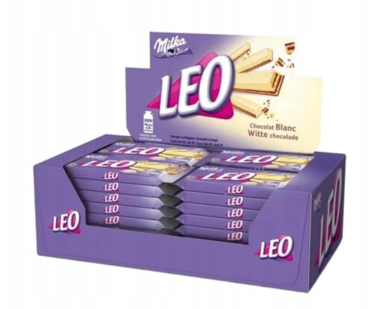 Milka Leo White Wafelki w Czekoladzie Białej Baton 33,3g x 32 szt