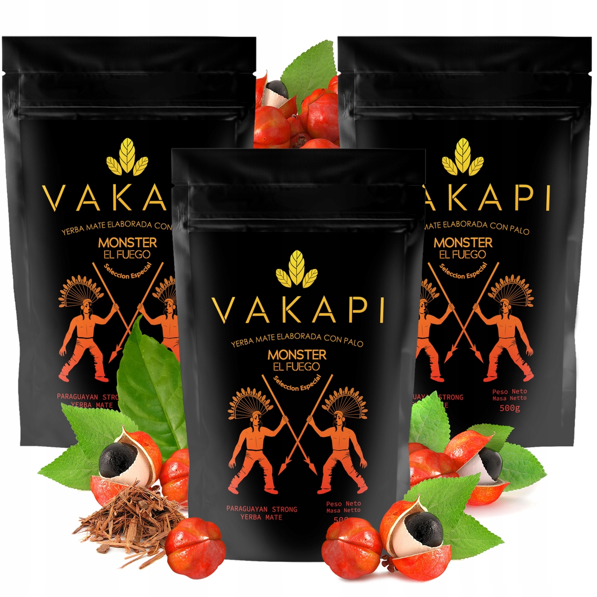 Levně Yerba Mate Vakapi Monster Guarana El Fuego 3x 0,5 kg