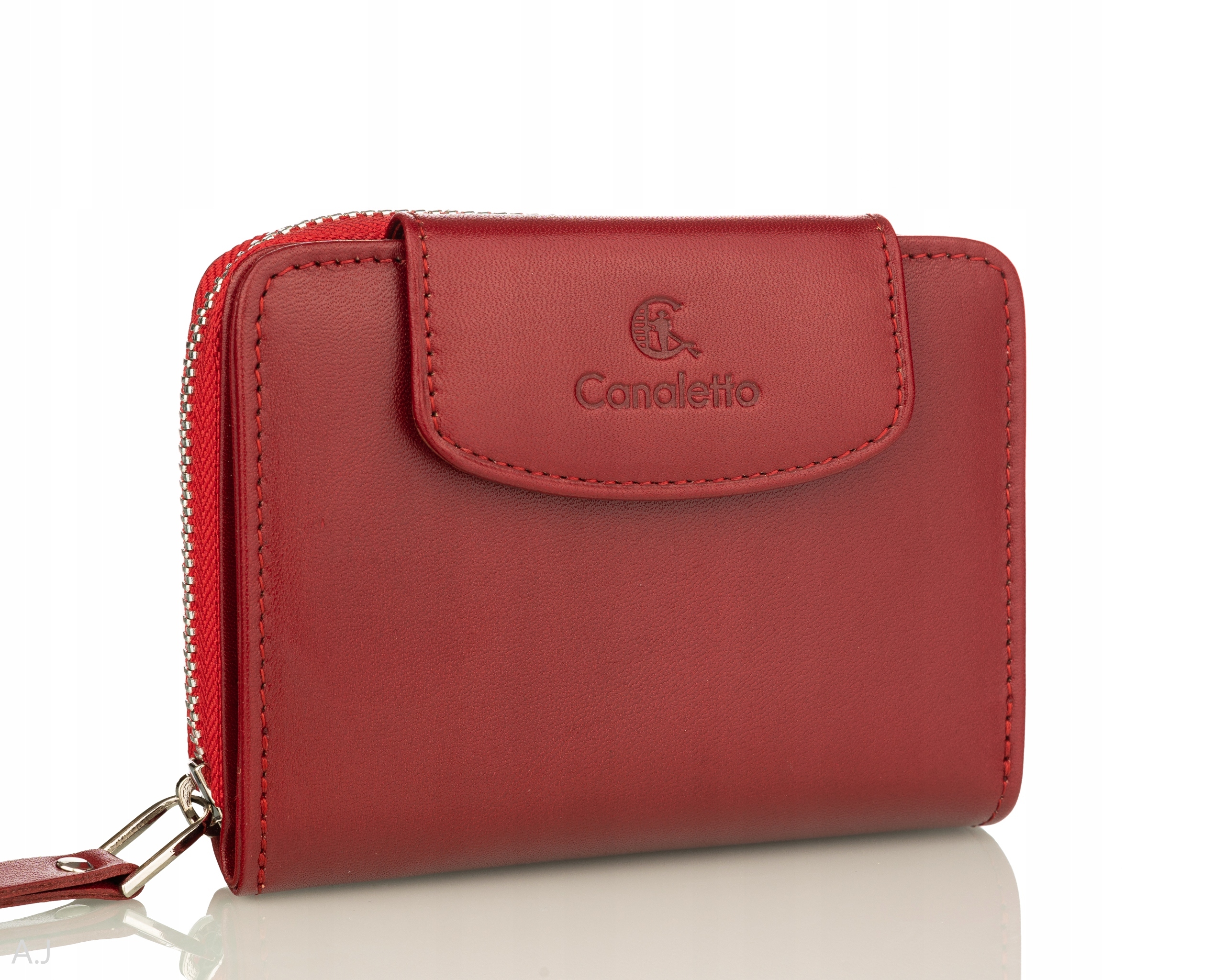 ELEGANCKI PORTFEL DAMSKI SKÓRZANY ZAMEK CZERWONY