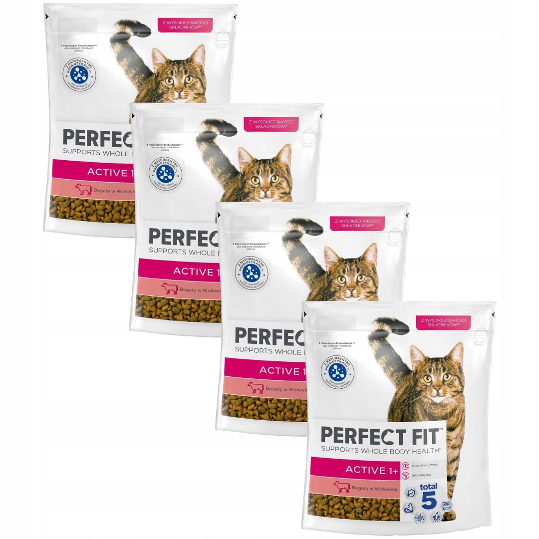 Levně Perfect Fit suché krmivo pro kočky s hovězím masem 750 g x 4 kusy