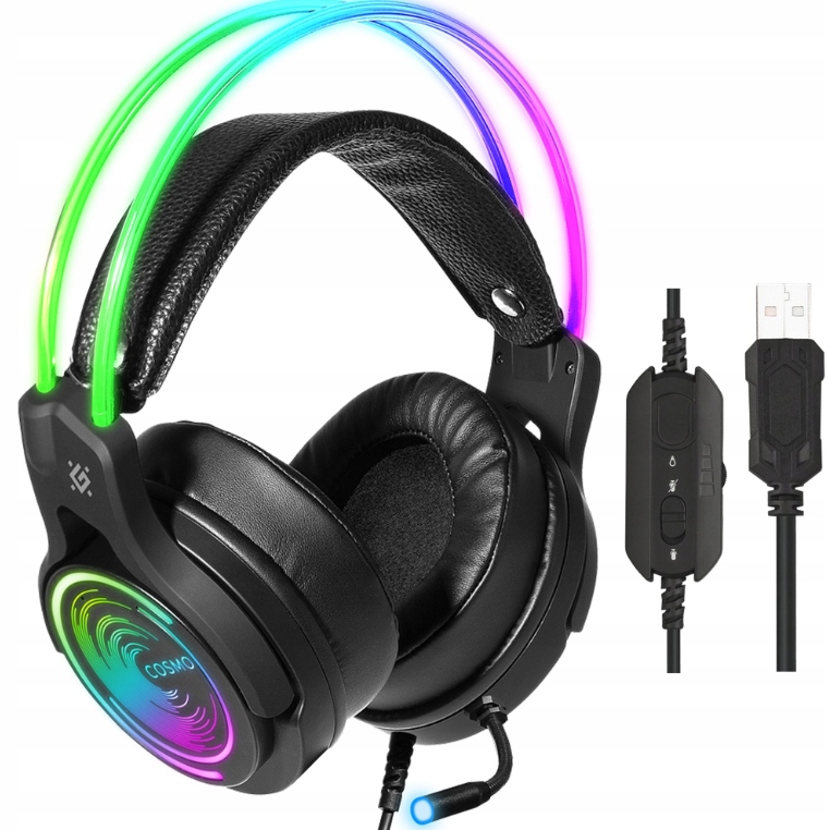 Słuchawki z mikrofonem Defender Cosmo Pro 7.1 Virtual Sound Usb Rgb Gra