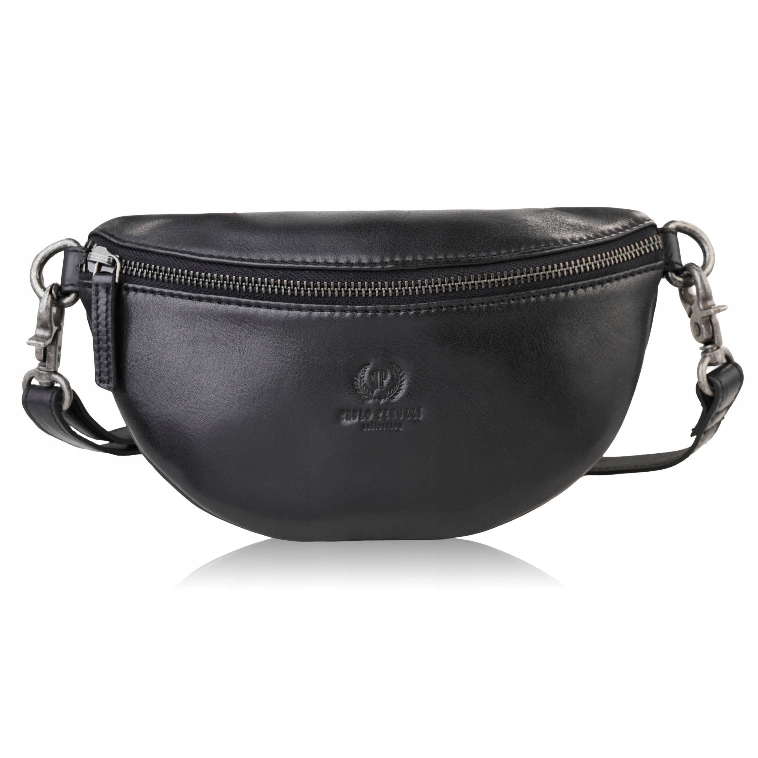 Dámská kožená taška crossbody do ruky černá Paolo Peruzzi