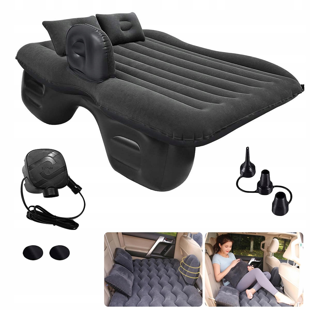 Materac Łóżko Do Samochodu Dmuchany Auto 2X Poduszka Pompka