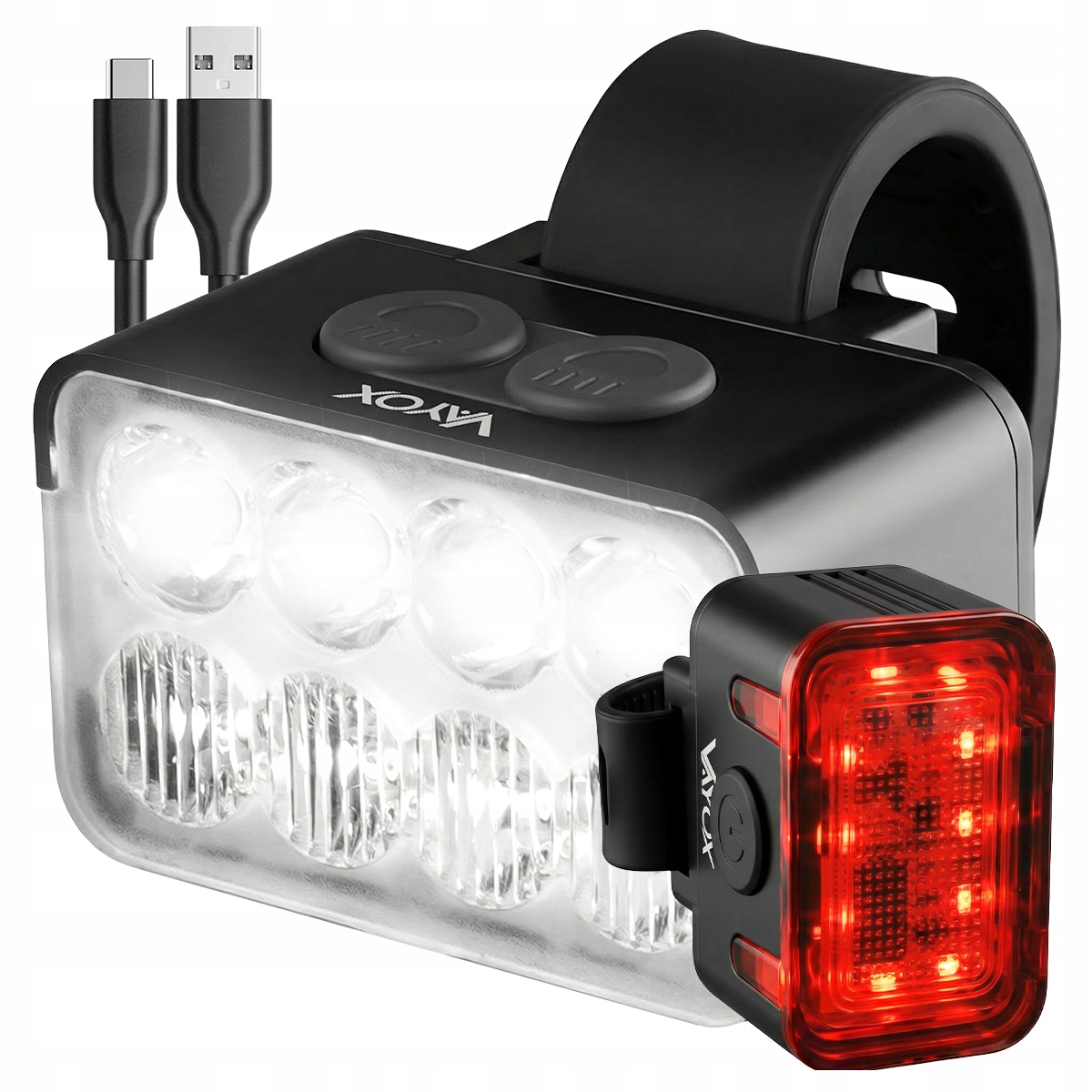 Sada Usb Světla Na Kolo Přední Zadní Led Osvětlení Aku Silné Vayox