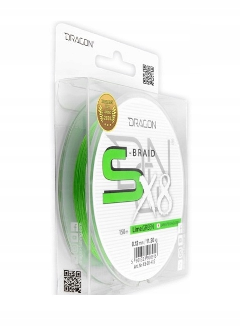 Plecionka Dragon S-Braid 8x Lime Green 0,06mm 150m