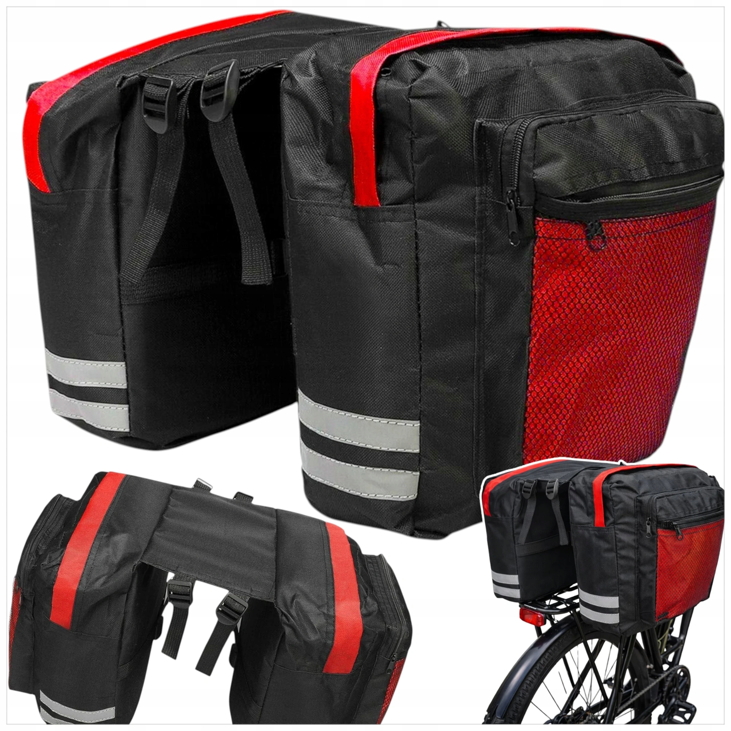 DUŻA PODWÓJNA TORBA ROWEROWA NA BAGAŻNIK DO ROWERU SAKWA KUFER 30L POJEMNA