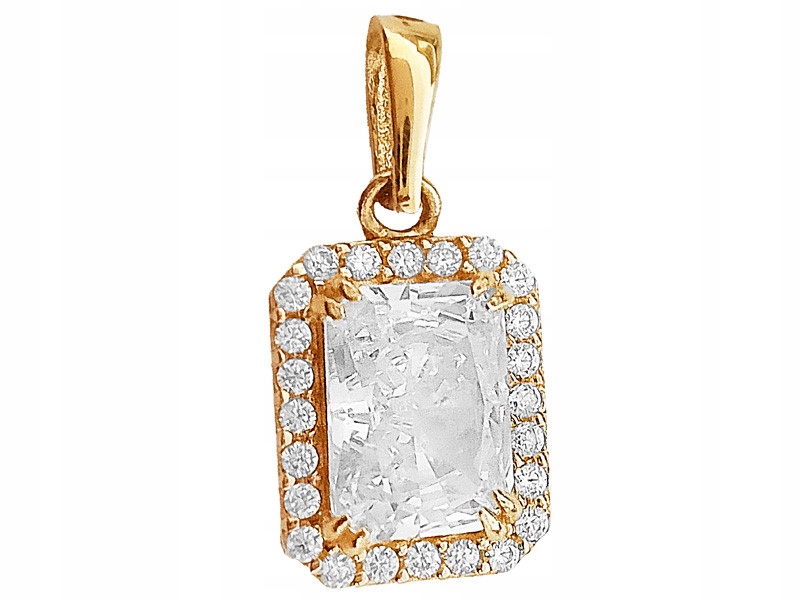 Zlatý přívěsek 585 elegantní obdélníková markýza zdobená zirkony 14k