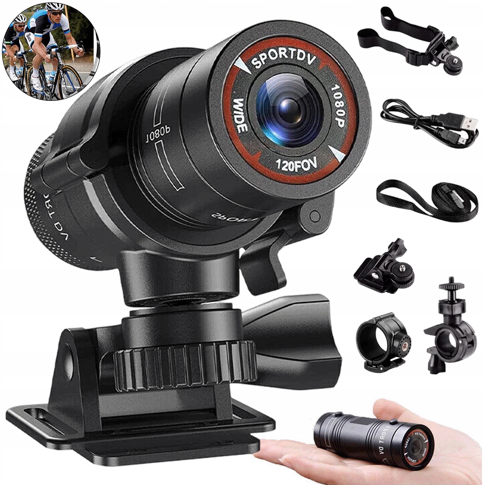 Malá sportovní kamera 1080P s 120° širokým úhlem nahrává až 128 Gb Tf kartu