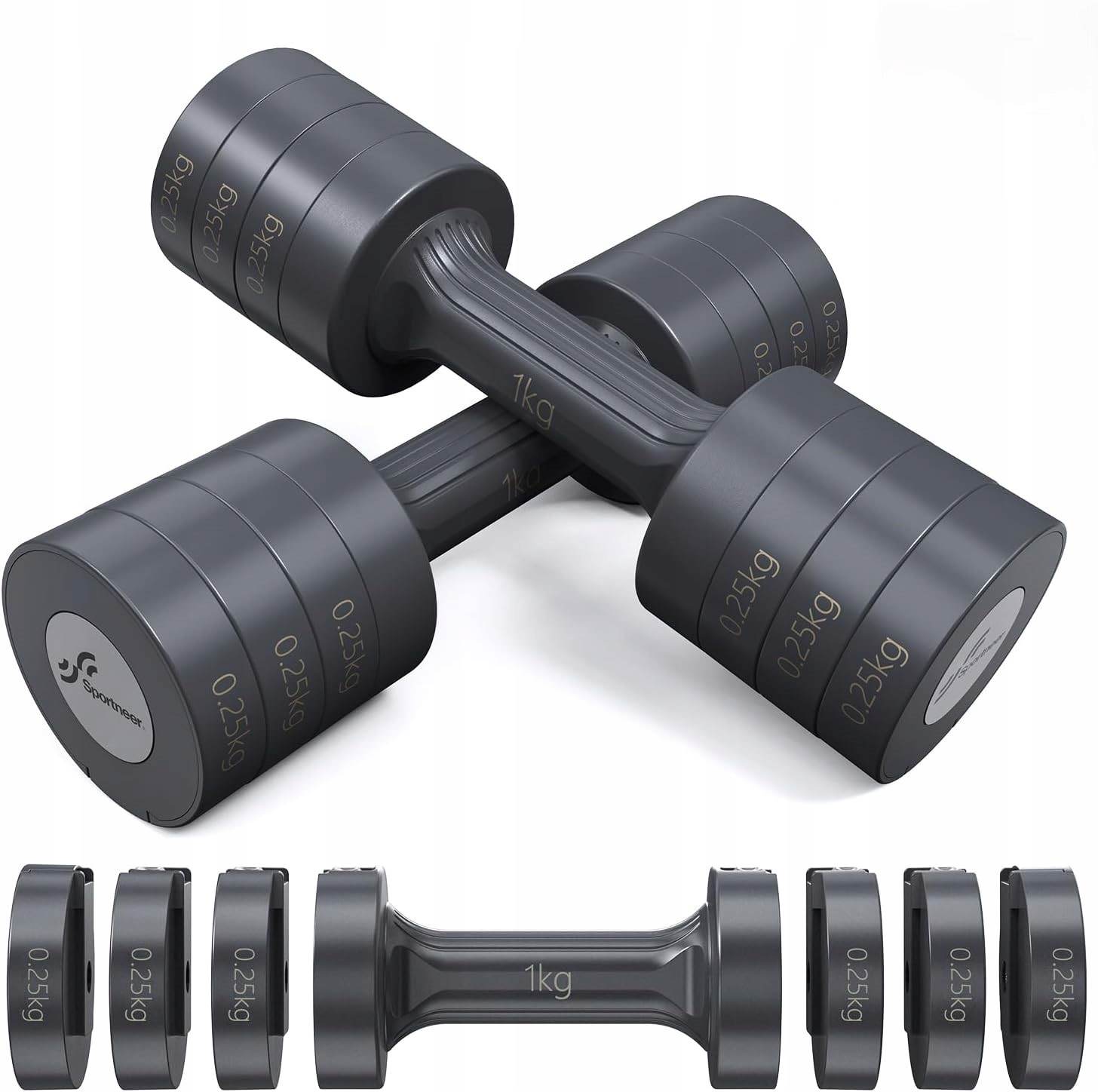 Zestaw hantli regulowanych 2x2,5 kg Sportneer