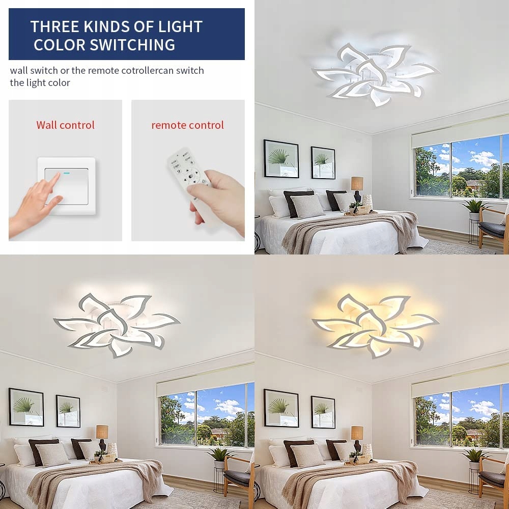LAMPA SUFITOWA LED ŻYRANDOL PLAFON NOWOCZESNA 84W Z APLIKACJĄ PILOTEM DO SALONU Długość/wysokość 82 cm