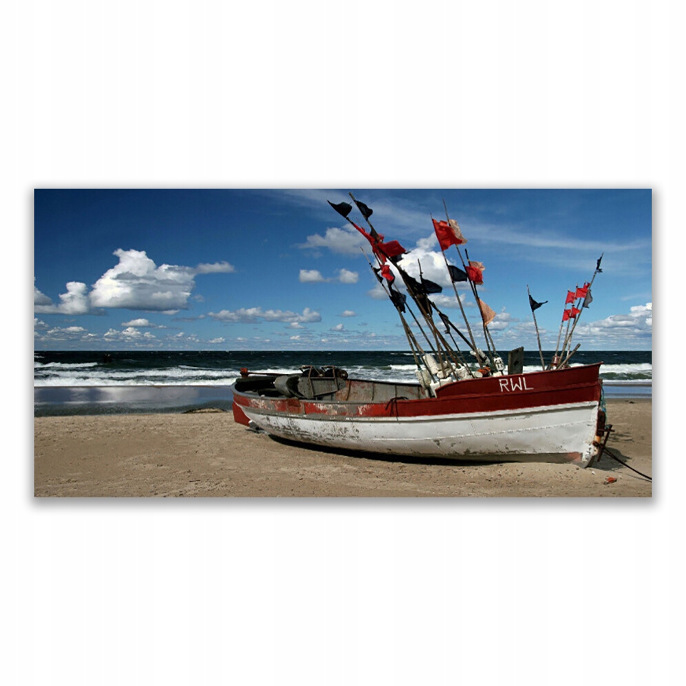 

Fotoobraz akryl 120x60 Morze Plaża Łódka Krajobraz
