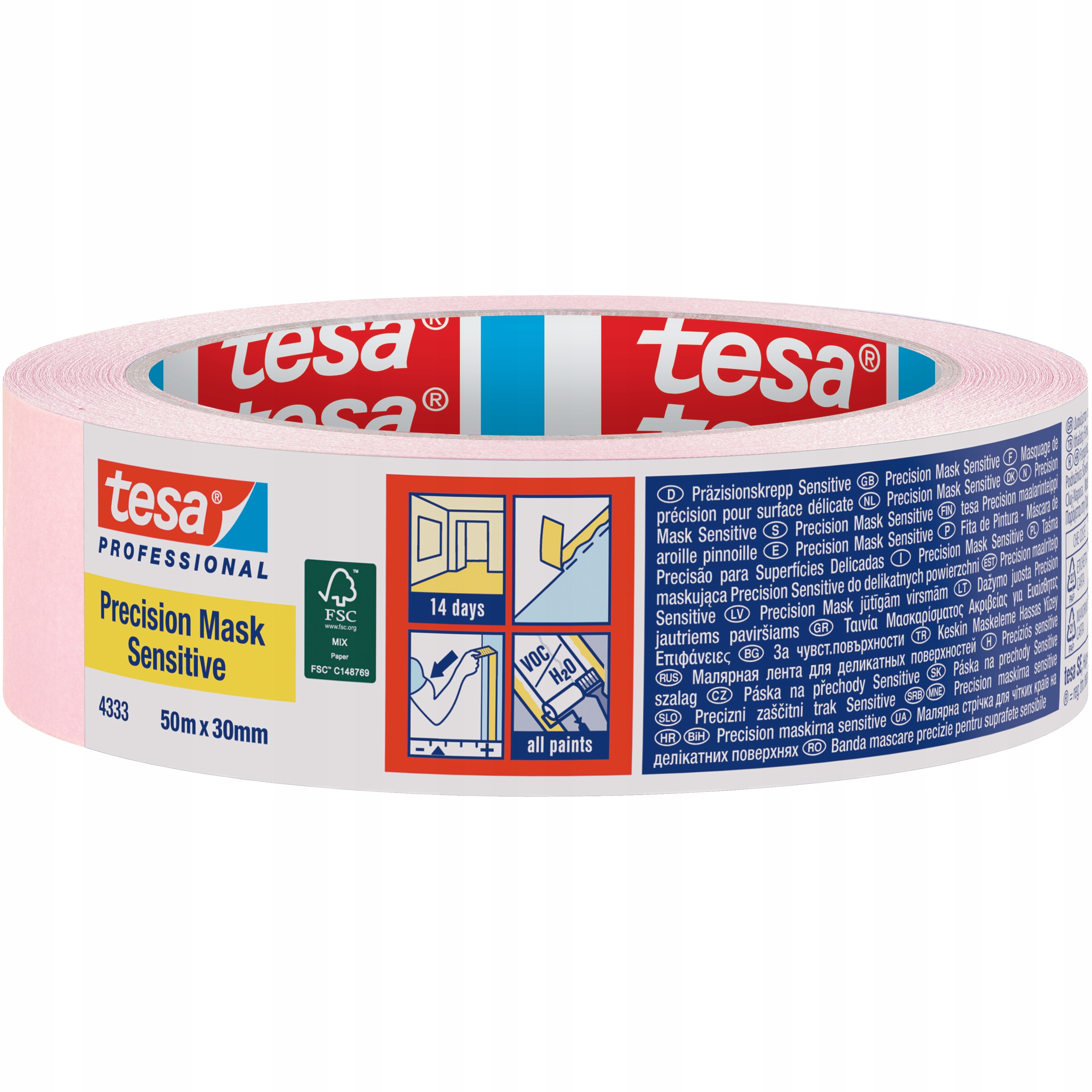 Taśma Malarska Papierowa Maskująca Tesa Washi Tape 30 mm x 50m Różowa