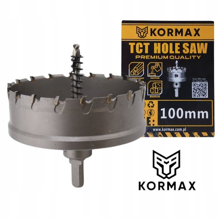 Otwornica 100mm wiertło koronowe węglik spiekany Tct 100x25 Widiowa Kormax