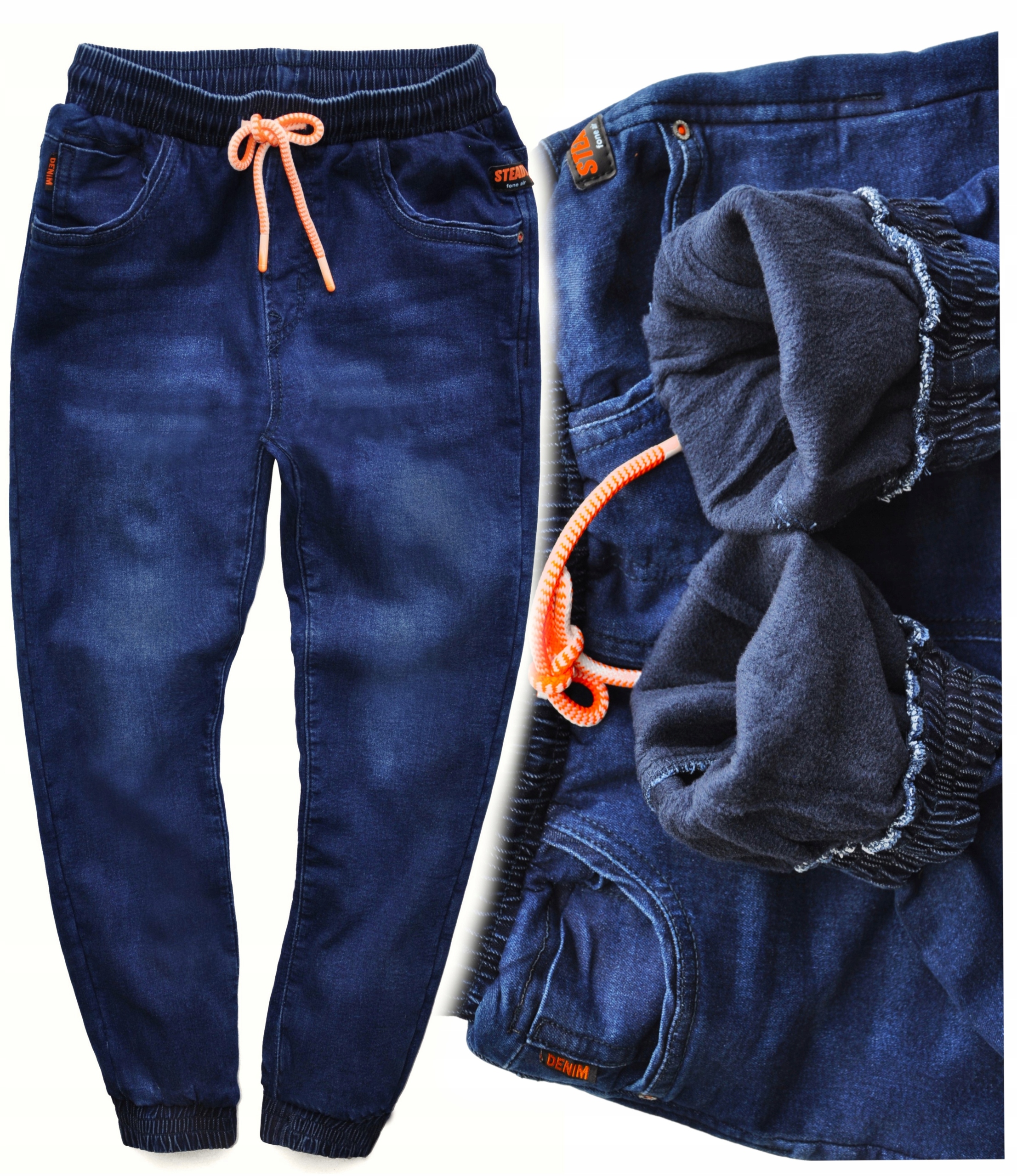 Novel Spodnie Jeans Joggery ocieplane polarem (122 128 140 146 158) 164/170
