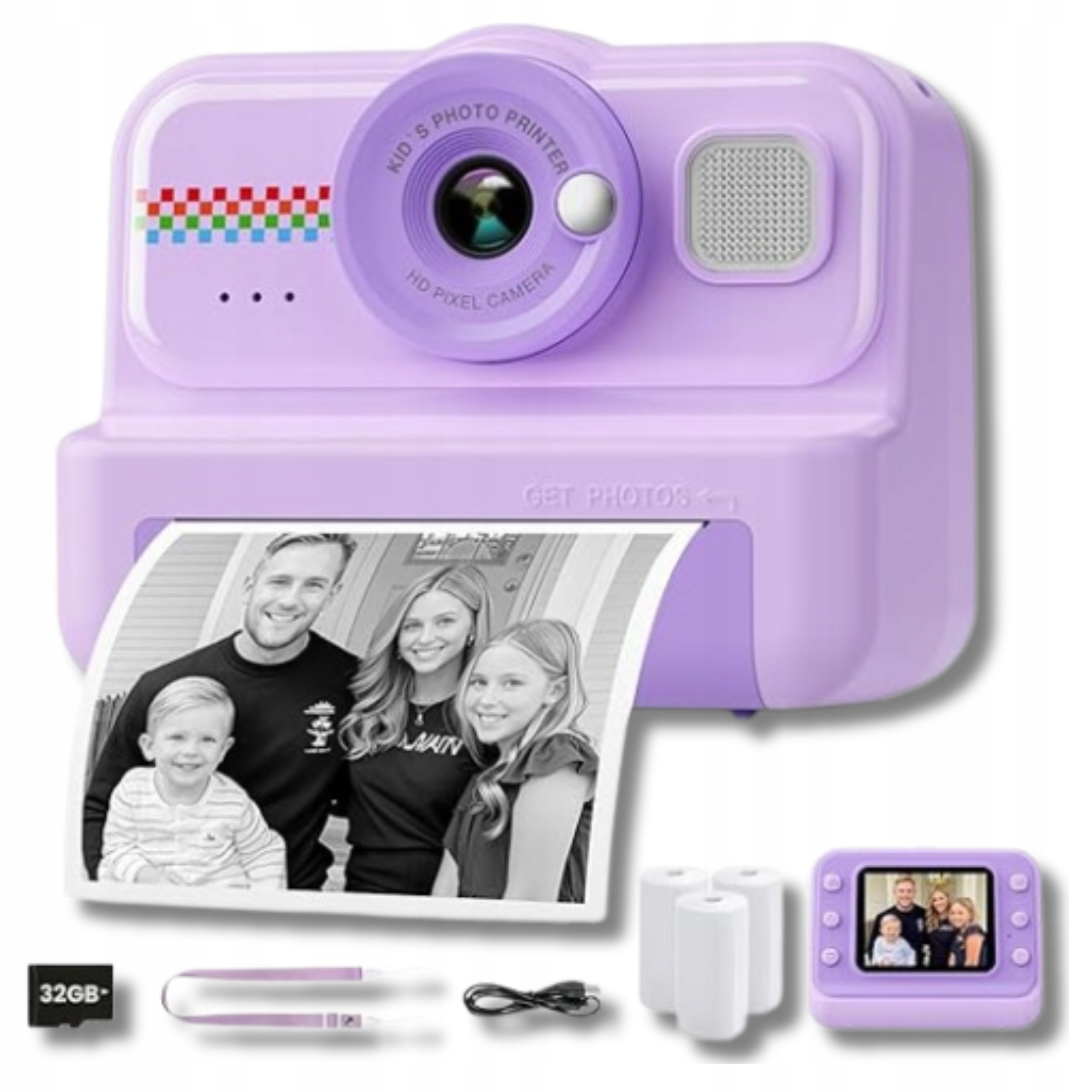 Instantní fotoaparát pro termální tisk pro děti Ala Instaks 32 Gb fialový