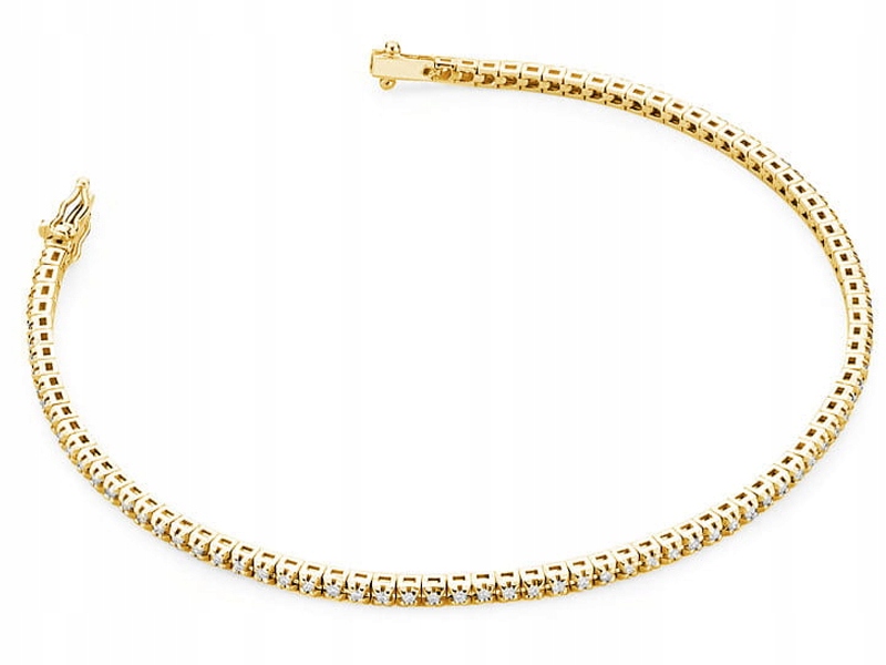 Zlatý náramek 585 zdobený diamanty 5g, elegantní vzor jako dárek 14k