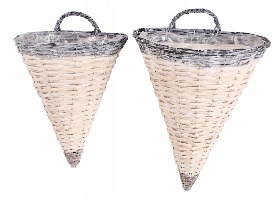 

Komplet 2 Stożków Wiklinowych Na Ścianę