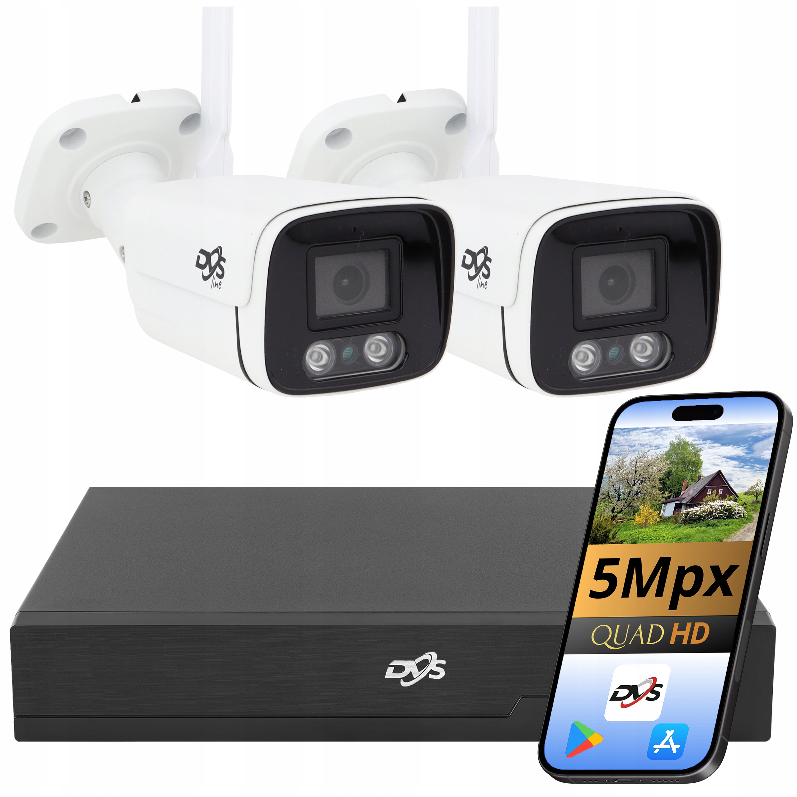 Sada Wifi Kamer 2 Kamery 5Mpx Pro Monitorování Bezdrátová Tuba Domu Dvs