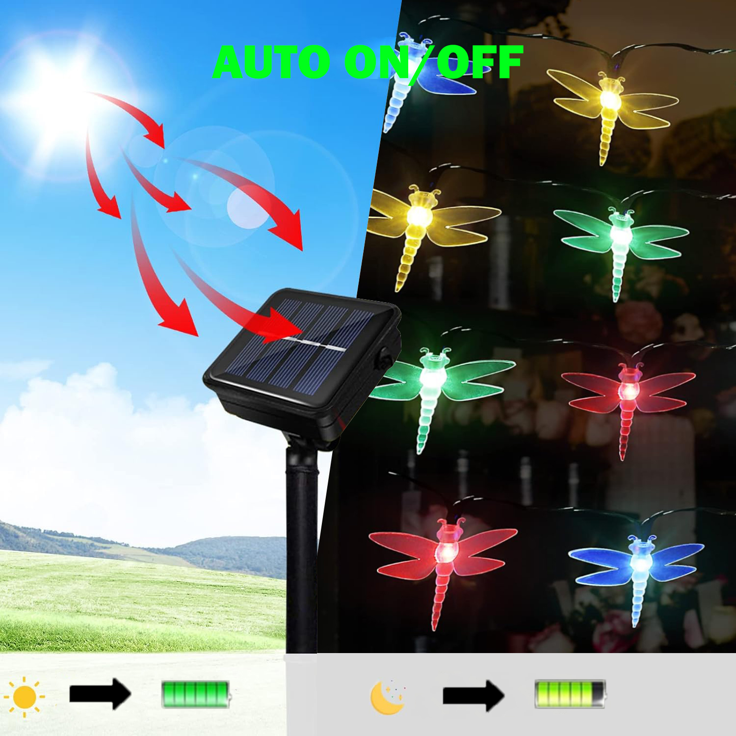 GIRLANDA SOLARNA OGRODOWA WAŻKI 30 LED 6,5M Lampki Solarne Ogrodowe Lampy Długość 650 cm