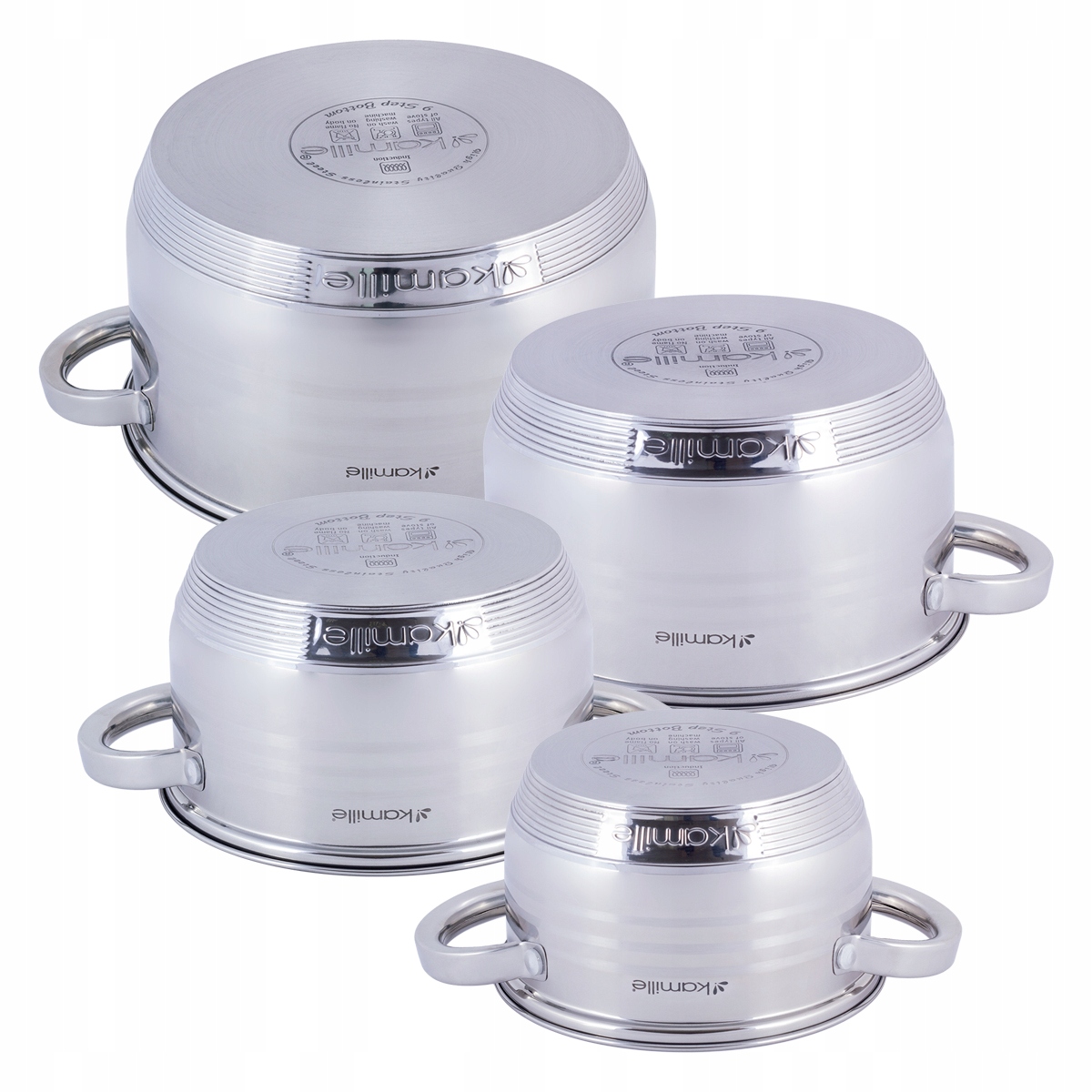 Zestaw garnków Kamille stal nierdzewna 8 el. Liczba elementów w zestawie 8