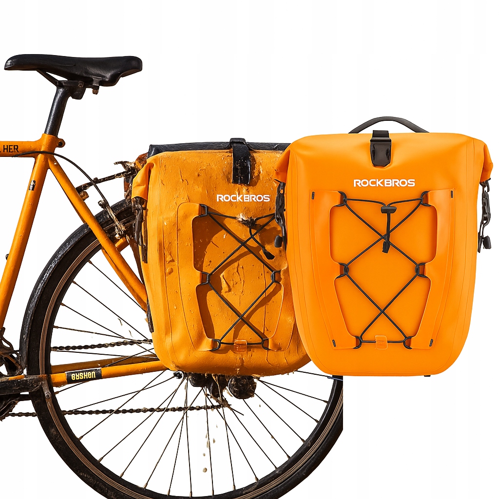 Sakwa Rowerowa Tylna Rockbros Wodoodporna 25-32L Pomarańczowa na Bagażnik