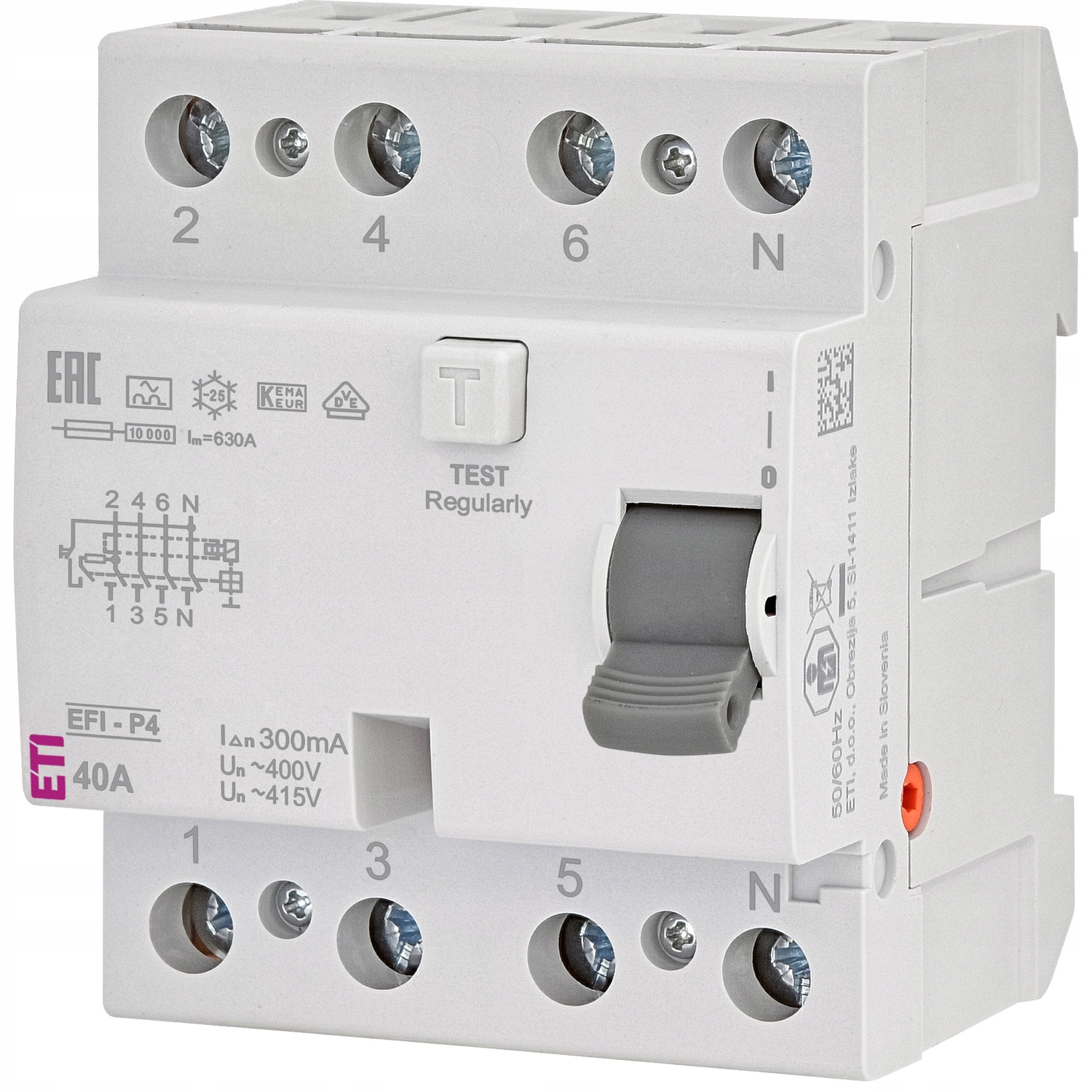 Diferenciálně-pradový Vypínač 4P 40A 300mA Typ-a Eti EFI-P4 40-0.3 002061532