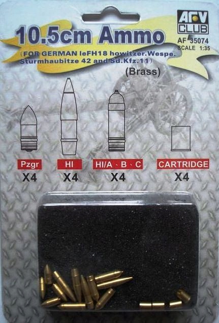 Německá munice Lefh18 10,5 cm (mosaz) 1:35 Afv Club 35074