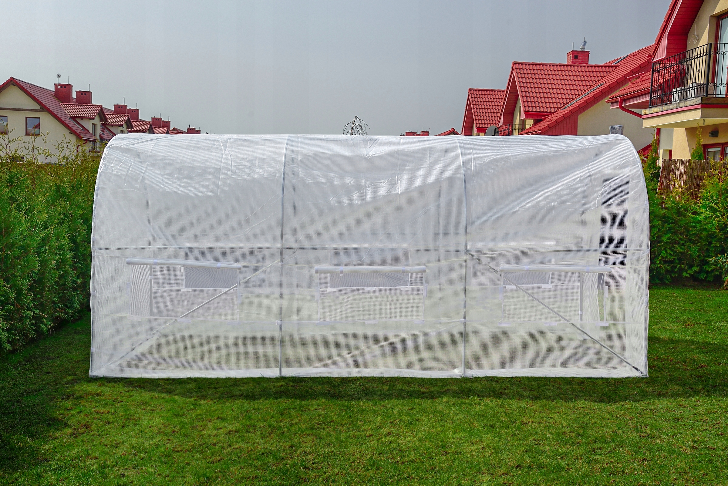 TUNEL FOLIOWY OGRODOWY SZKLARNIA OGRODNICZY 4x2,5m 10m2 STELAŻ FOLIA NAMIOT Wysokość produktu 200 cm
