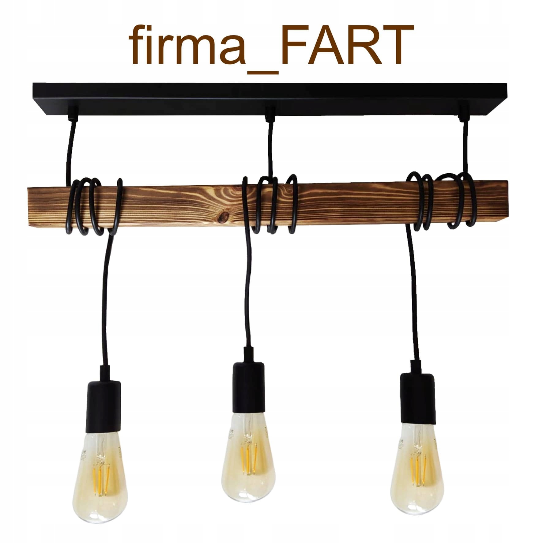 

Lampa żyrandol drewno 3xE27 Loft Czarna