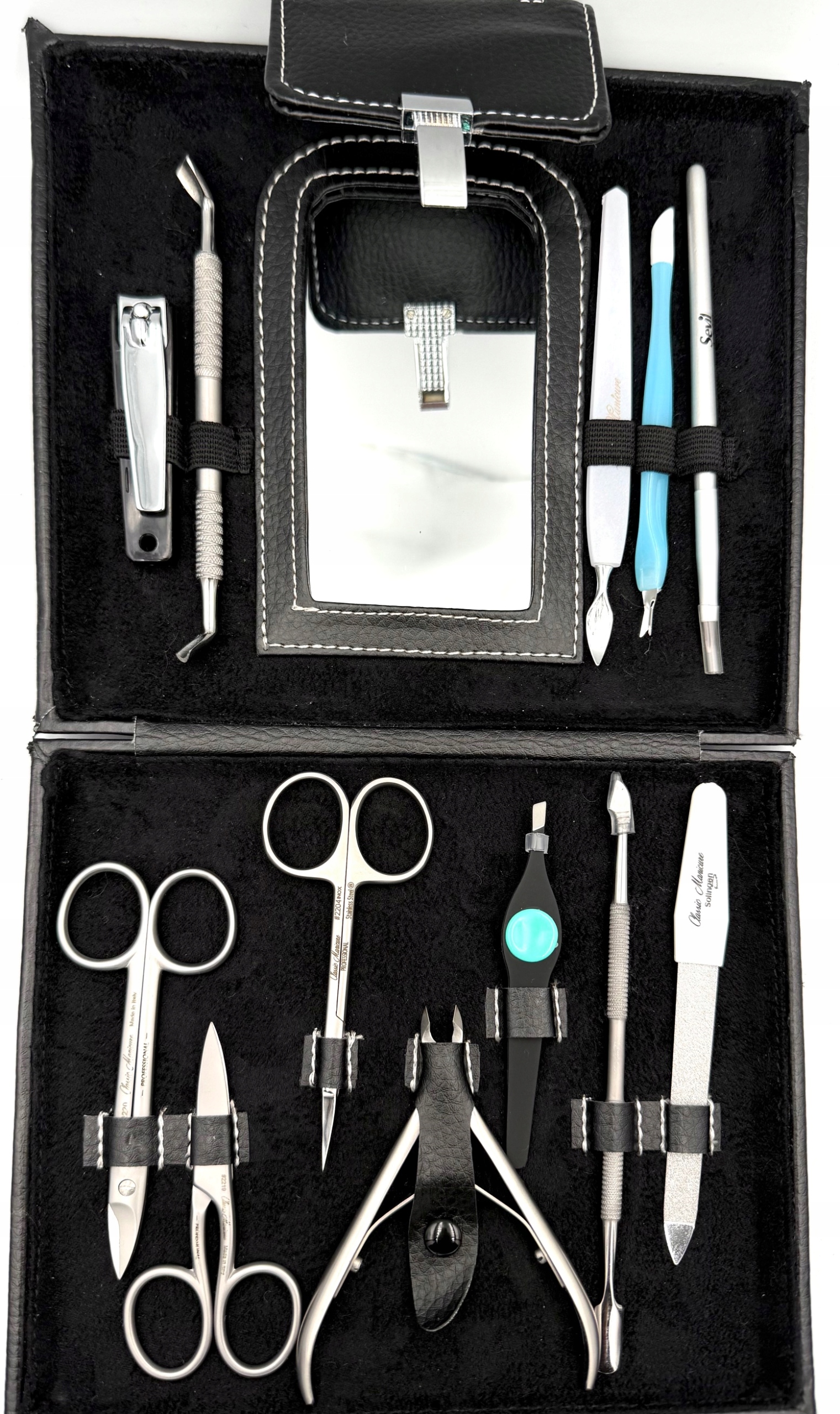 Classic Manicure 12dílná pomůcka na manikúru v pouzdro z nerezová ocel