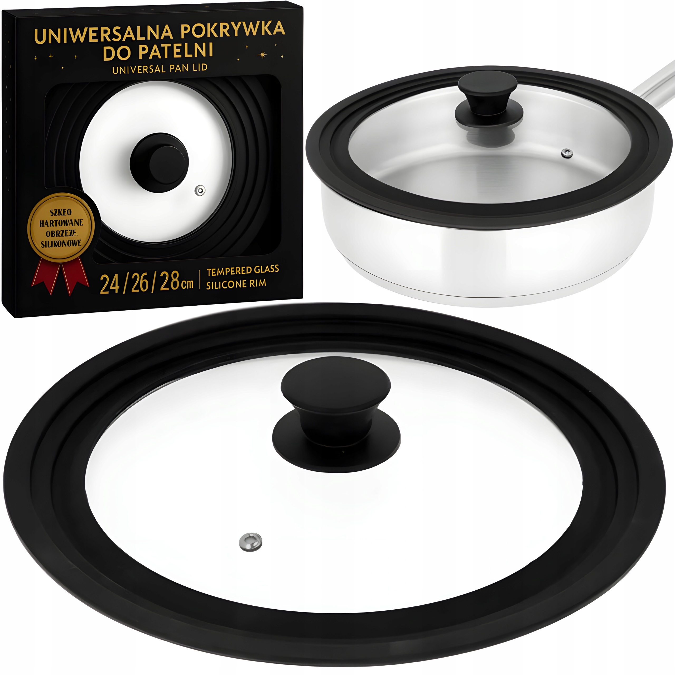 Pokrywa Uniwersalna Do Garnków Patelni Żaroodporna Silikonowa 24/26/28 CM-Zdjęcie-0