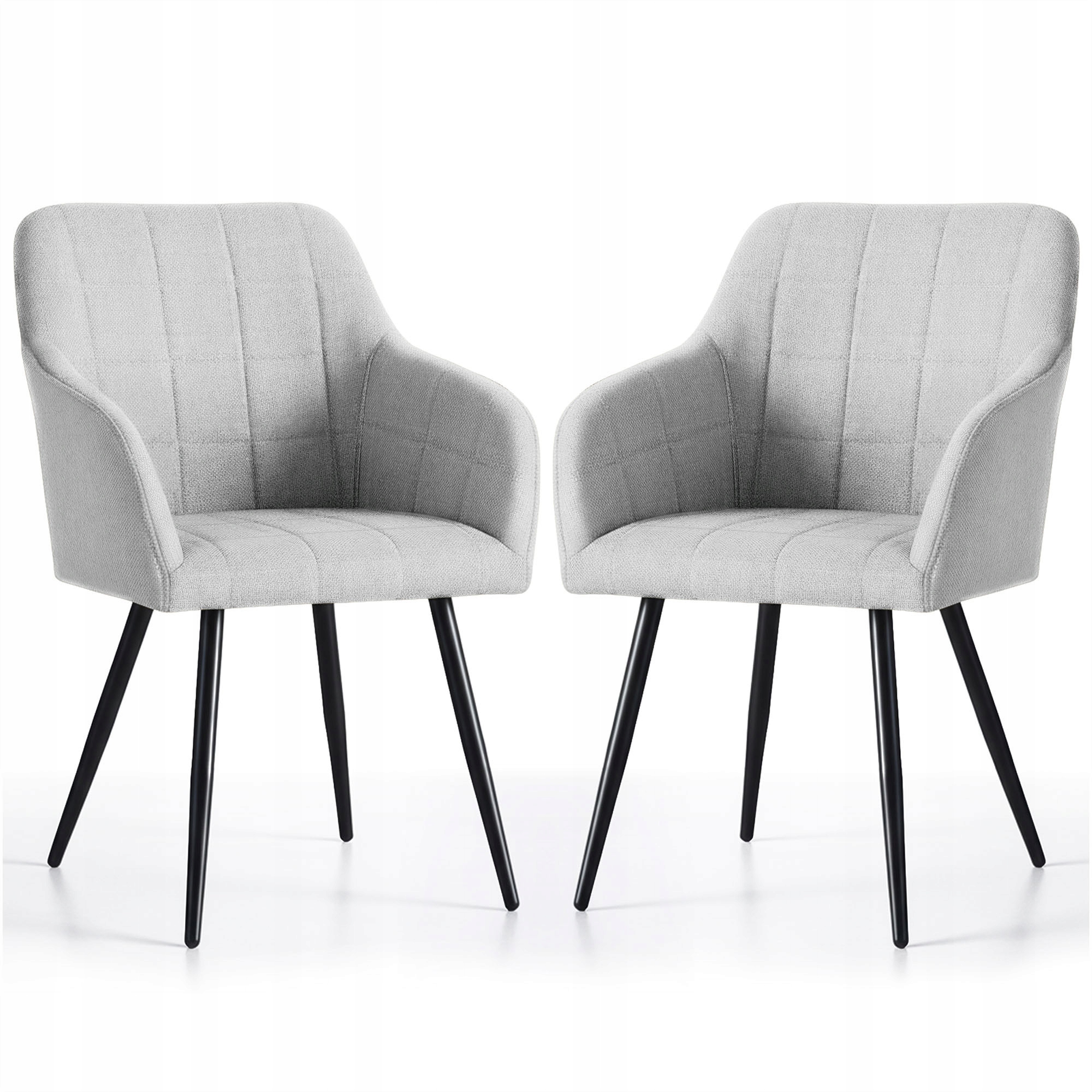 2x Čalouněná židle Luxano 54x58x82 cm Světle šedé černé nohy