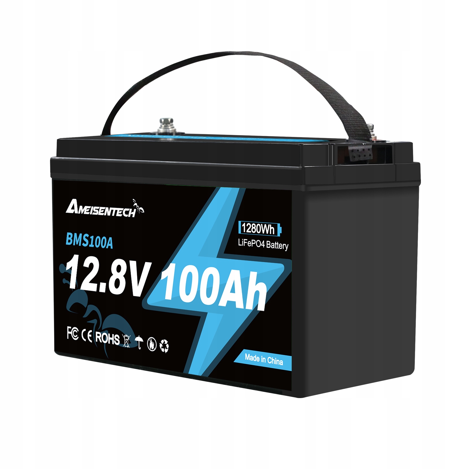 Akumulator 12V 100AH z możliwością ładowania Ameisentech LiFePO4 z Bms