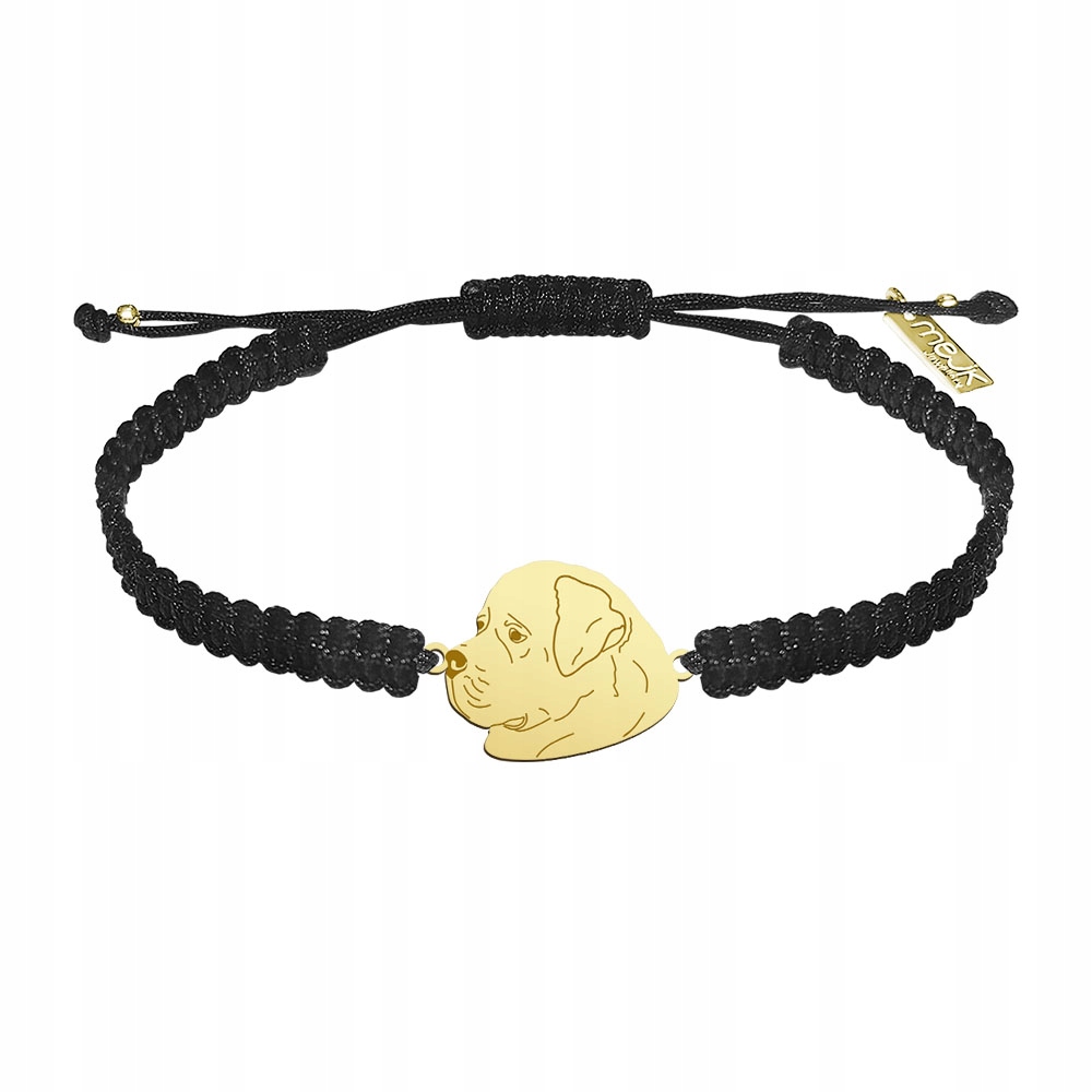 Zlatý náramek s psem Novofundland 925 Makramé Dárek Žena Gravírování