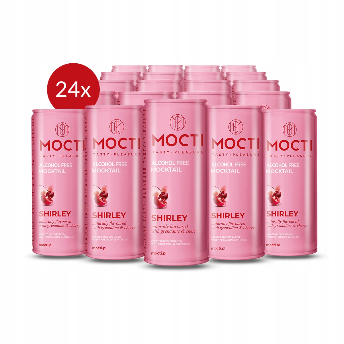 Levně 24 x Mocti Shirley Mocktail nealkoholický s vůní grenadiny a třešní 250 m