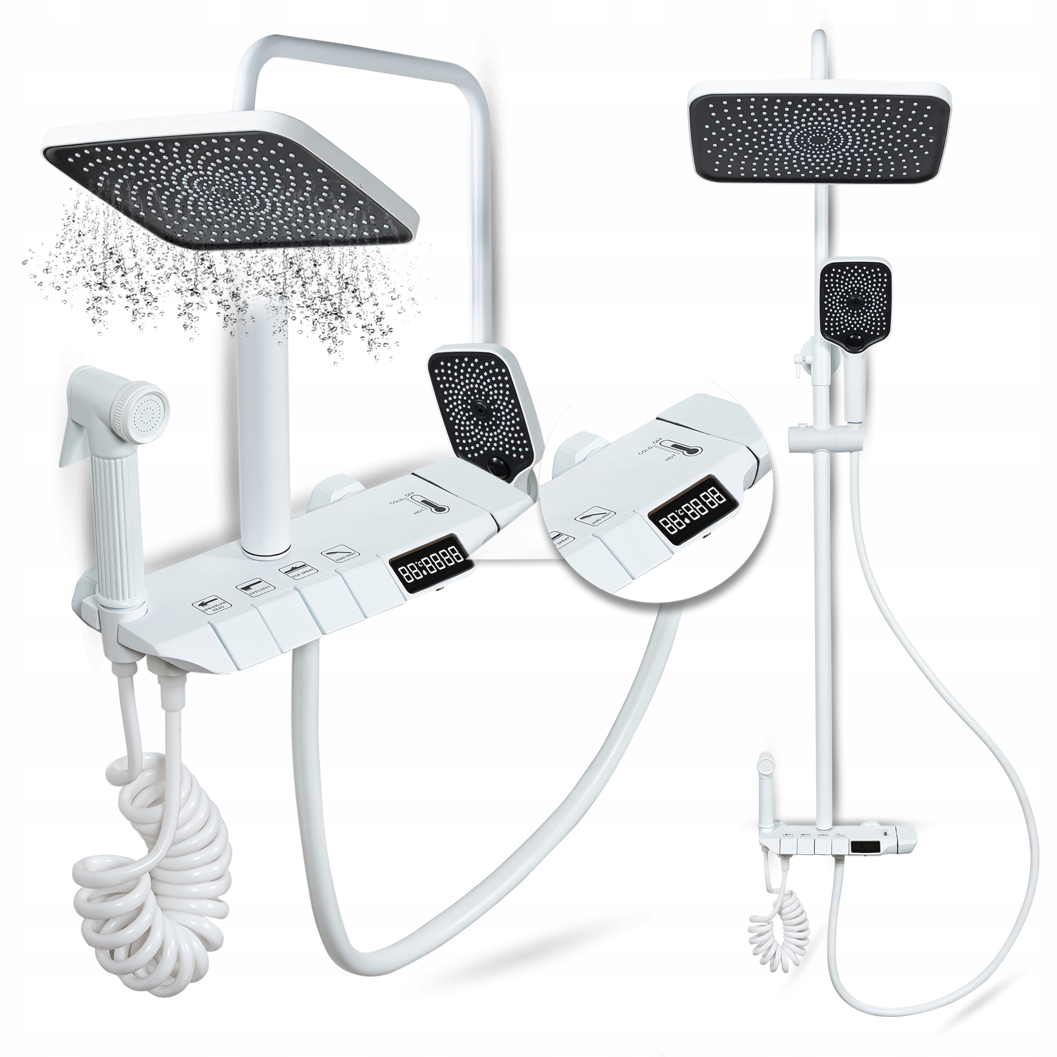Sprchová Súprava Striekacia Kolumna S Batériou Termostat Dažďovka 4v1