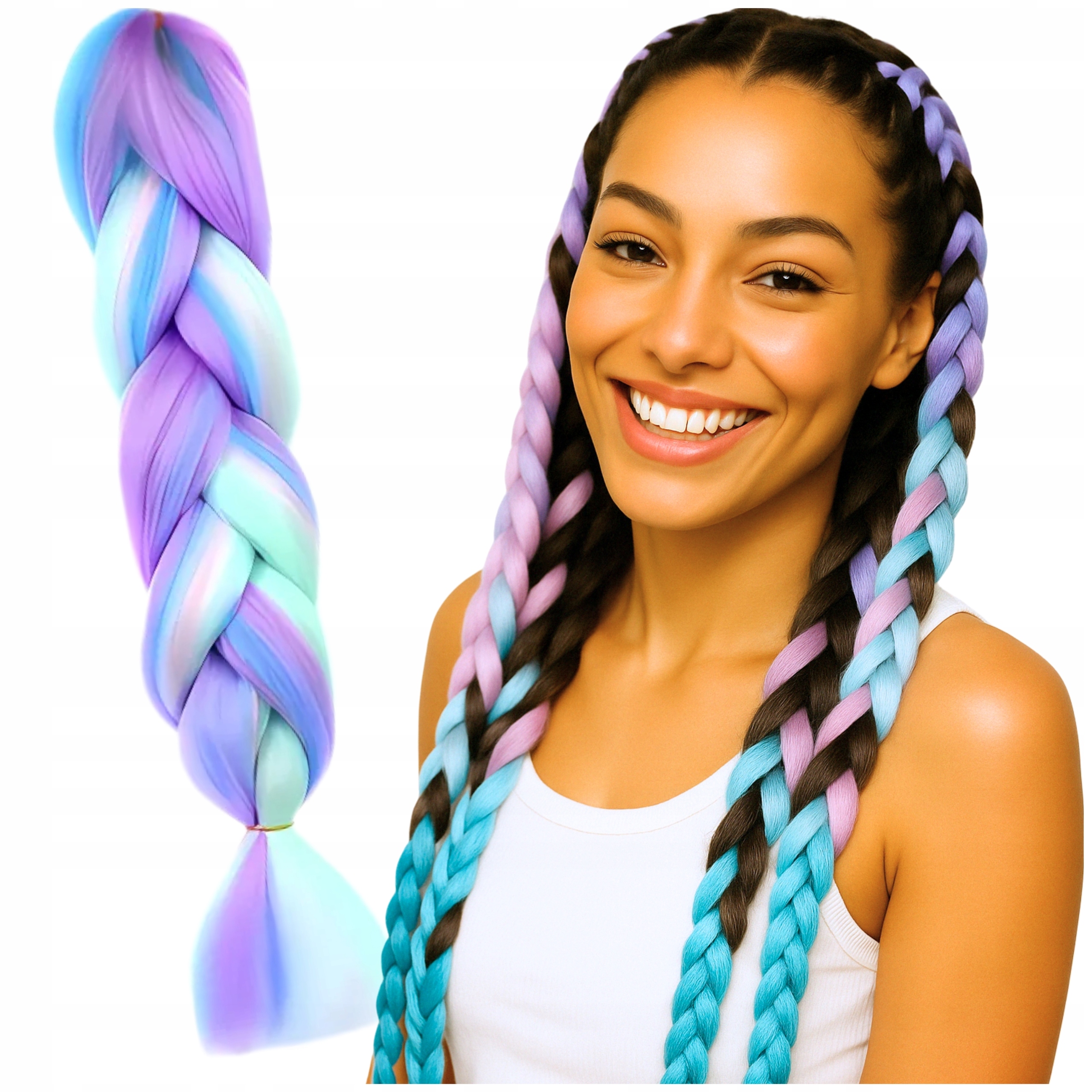 WŁOSY SYNTETYCZNE DO WARKOCZYKÓW KOLOROWE WARKOCZYKI OMBRE DOCZEPY 120CM