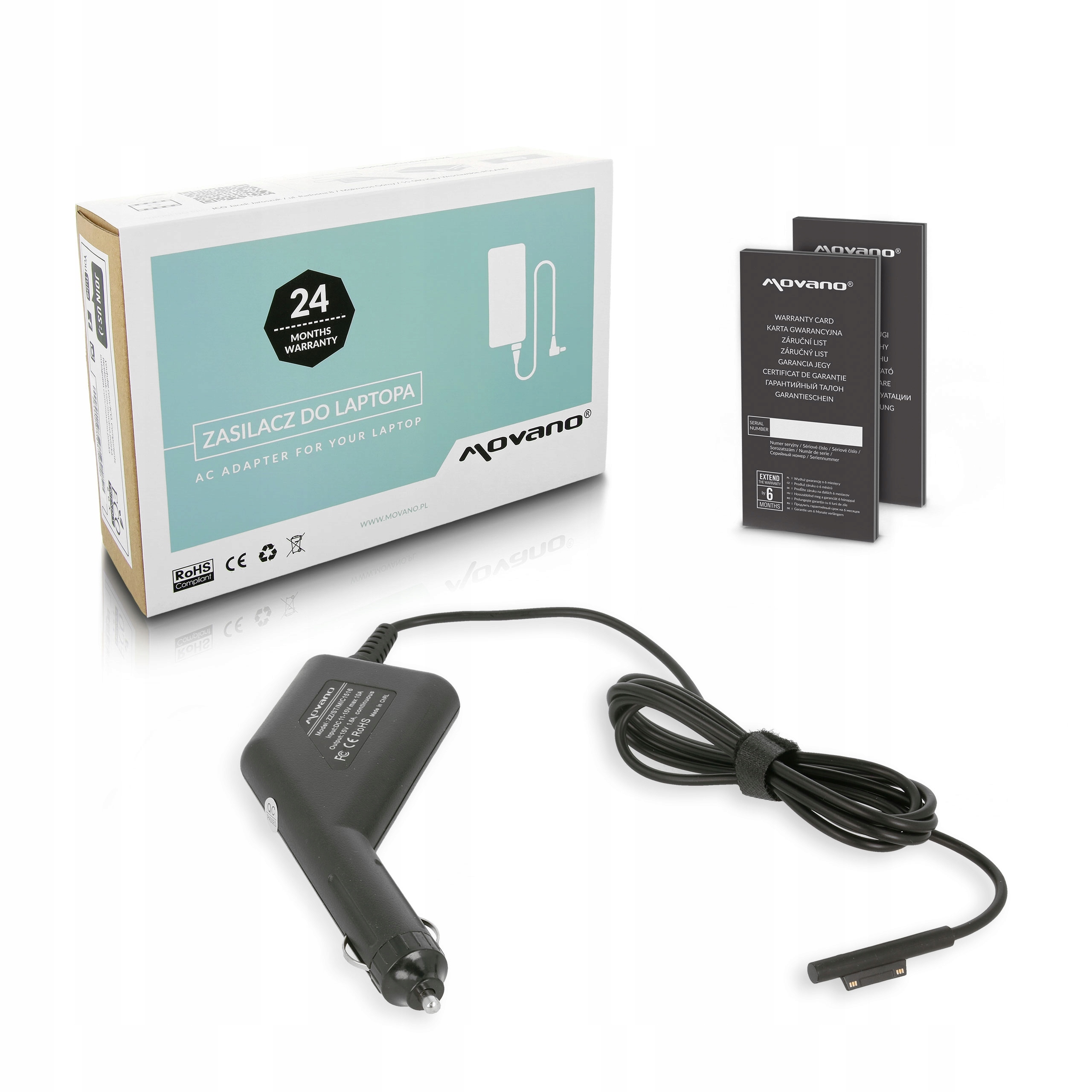 Zasilacz samochodowy do laptopów Microsoft Surface Pro 15V 1,6A 24W