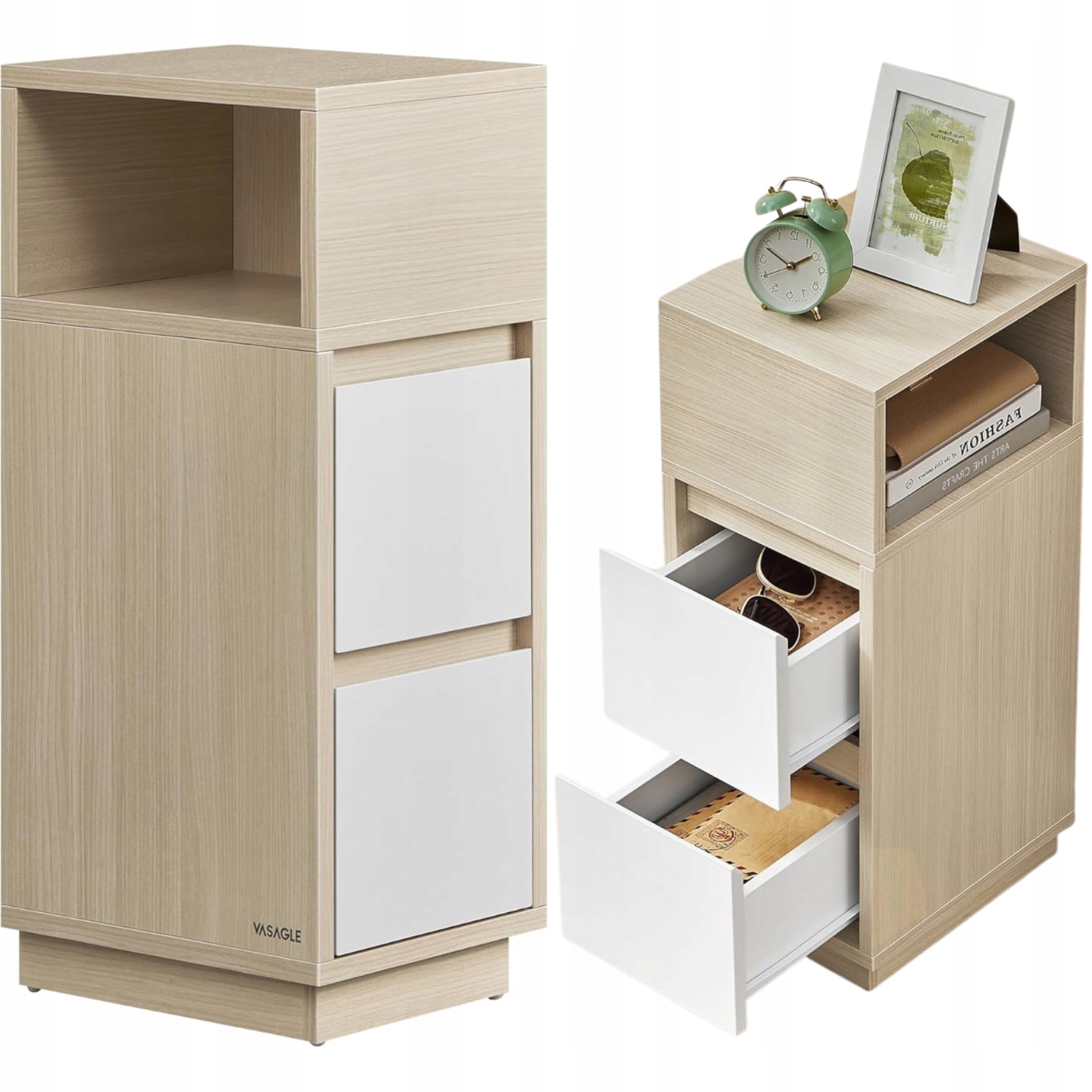 Nočné stolíky Úzky komplet s poličkou Malé zásuvky do spálne Nočná Skrinka