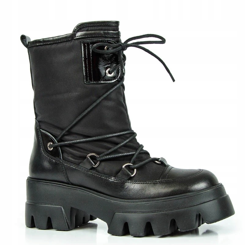 Carinii B8428 Trapery Sněhule Kůže Černé 40