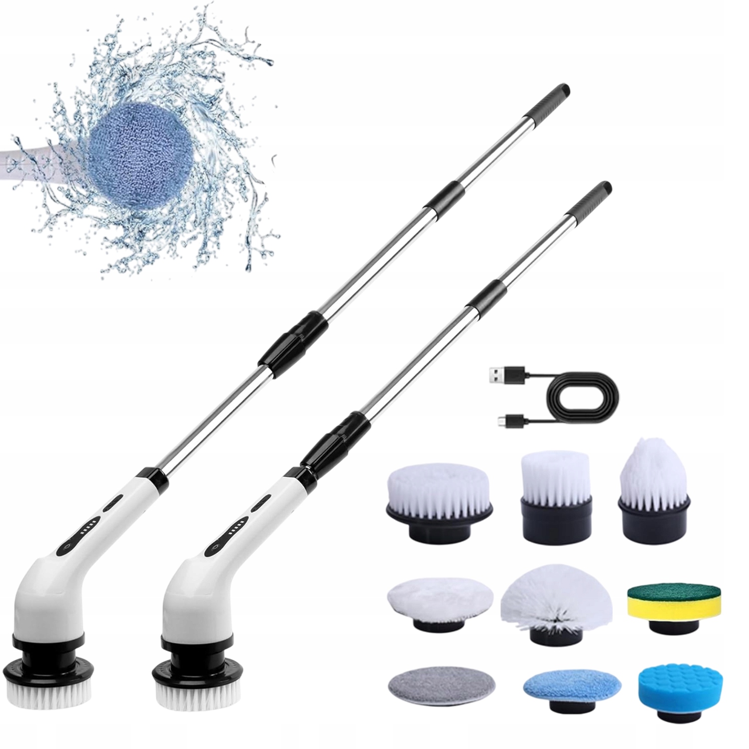 Levně Kompletní Sada Pro Úklid S Rotačním Elektrickým Kartáčem 9V1 Bílá