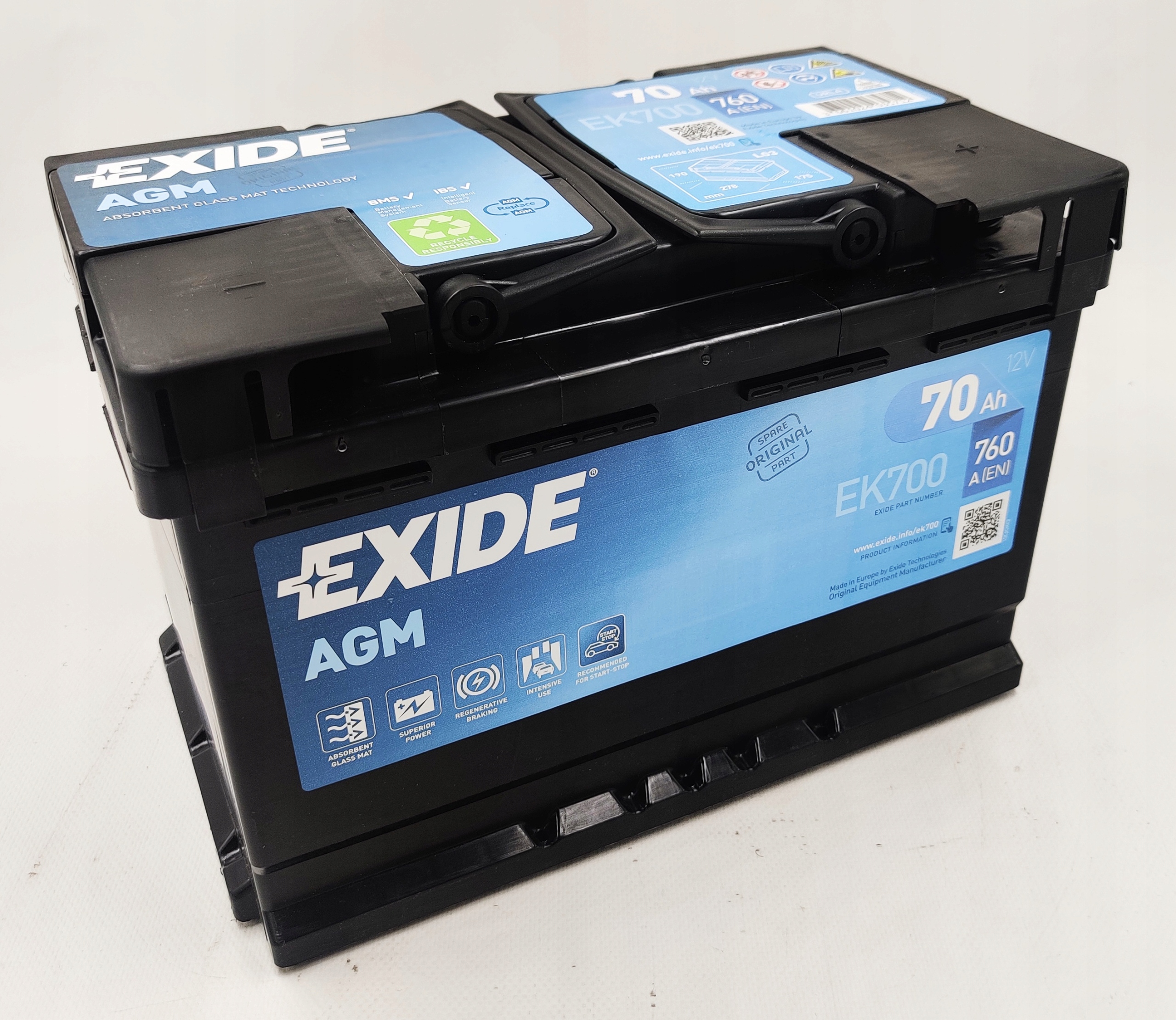 Akumulator AGM Exide EK700 12V 70AH 760A start/stop Nowy GWARANCJA