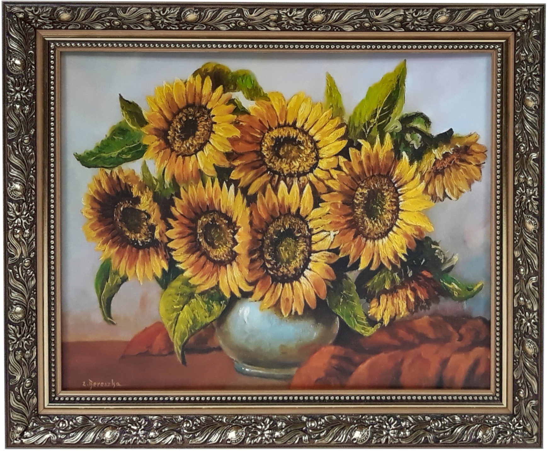 

Obraz 50x60 Słoneczniki Kwiaty Zdobiona Złota Rama