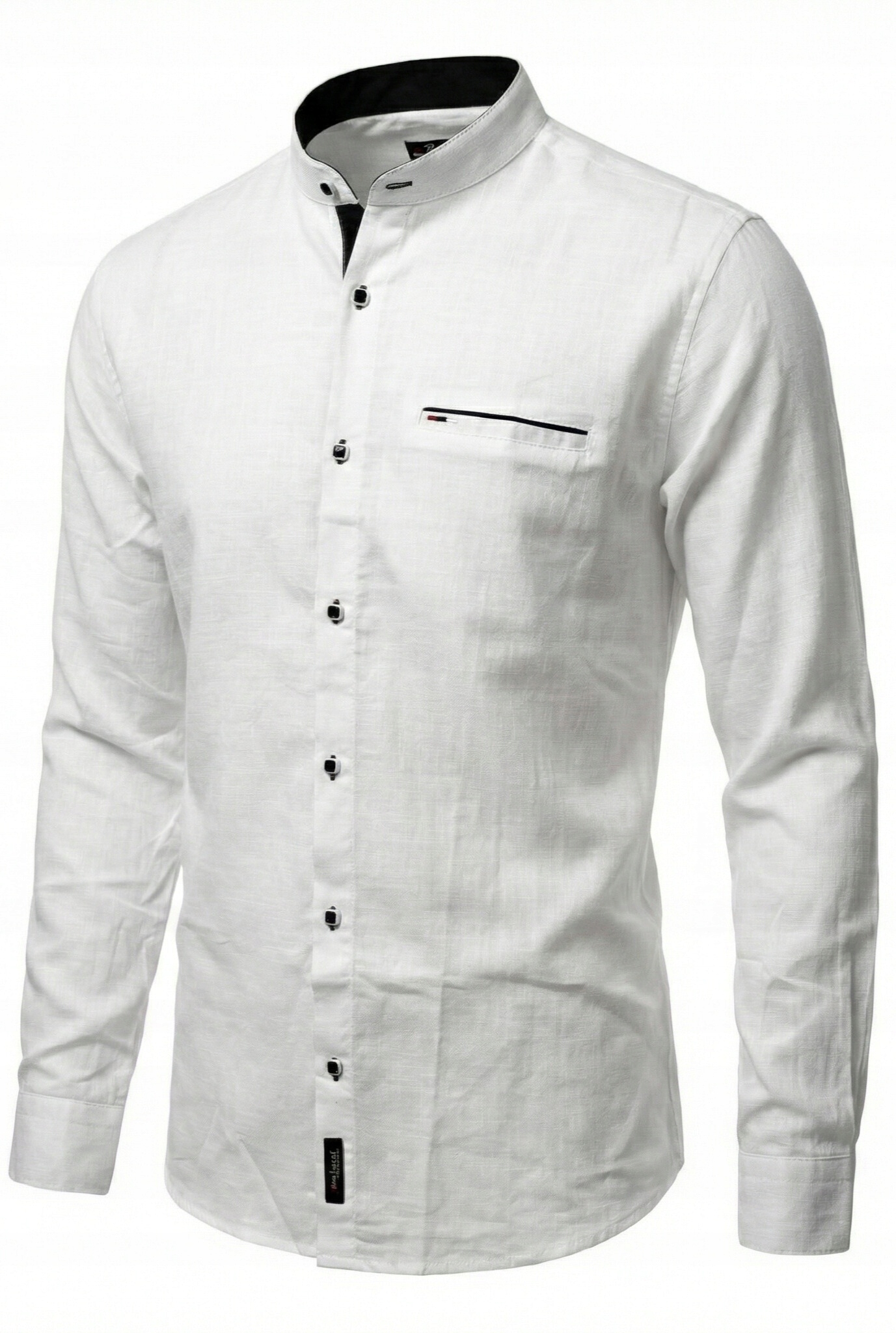 Koszula Męska Biała Długi Rękaw Ze Stójką Casual RL07 3XL 47/48