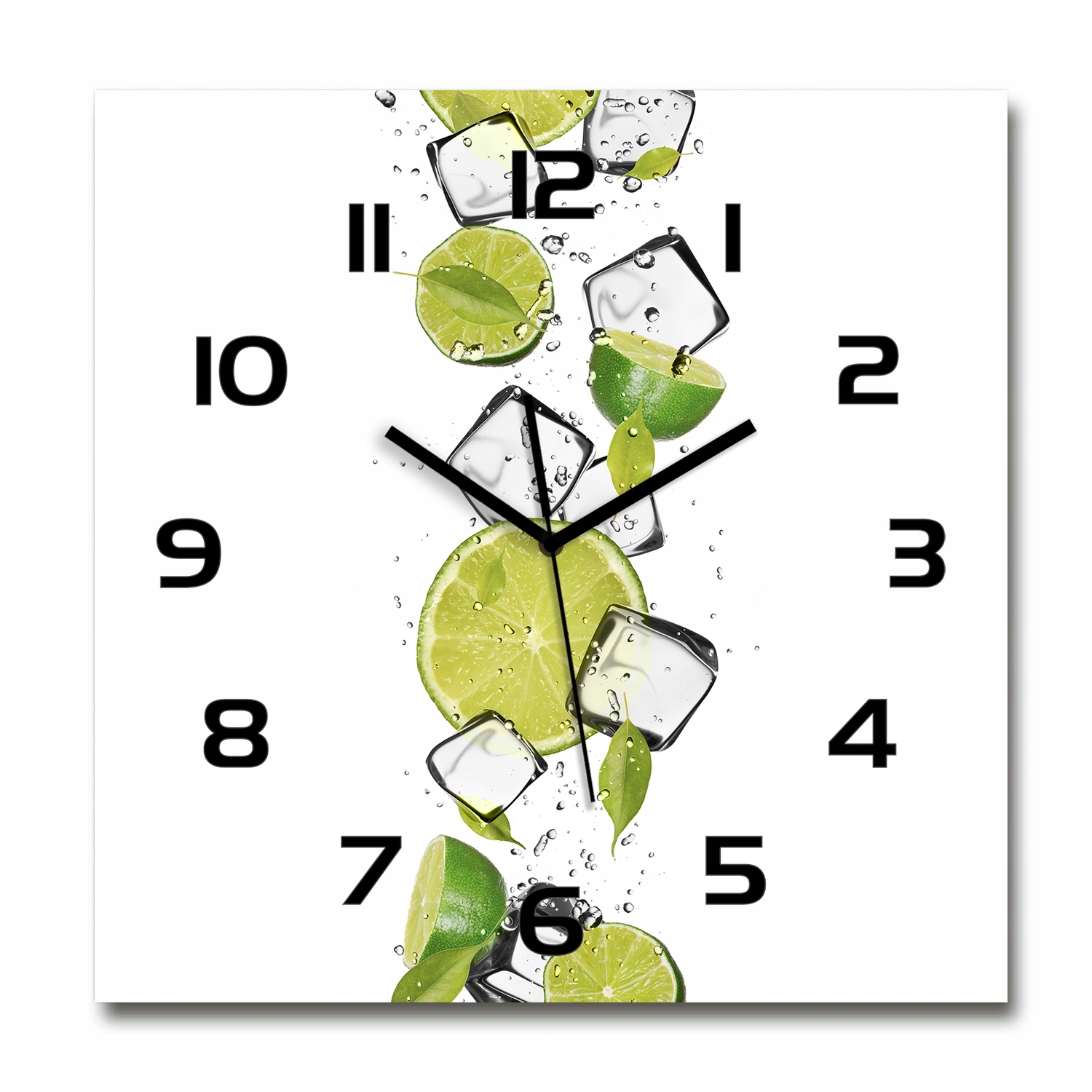 

Szklany duży zegar wiszący Limonka z lodem 60x60cm