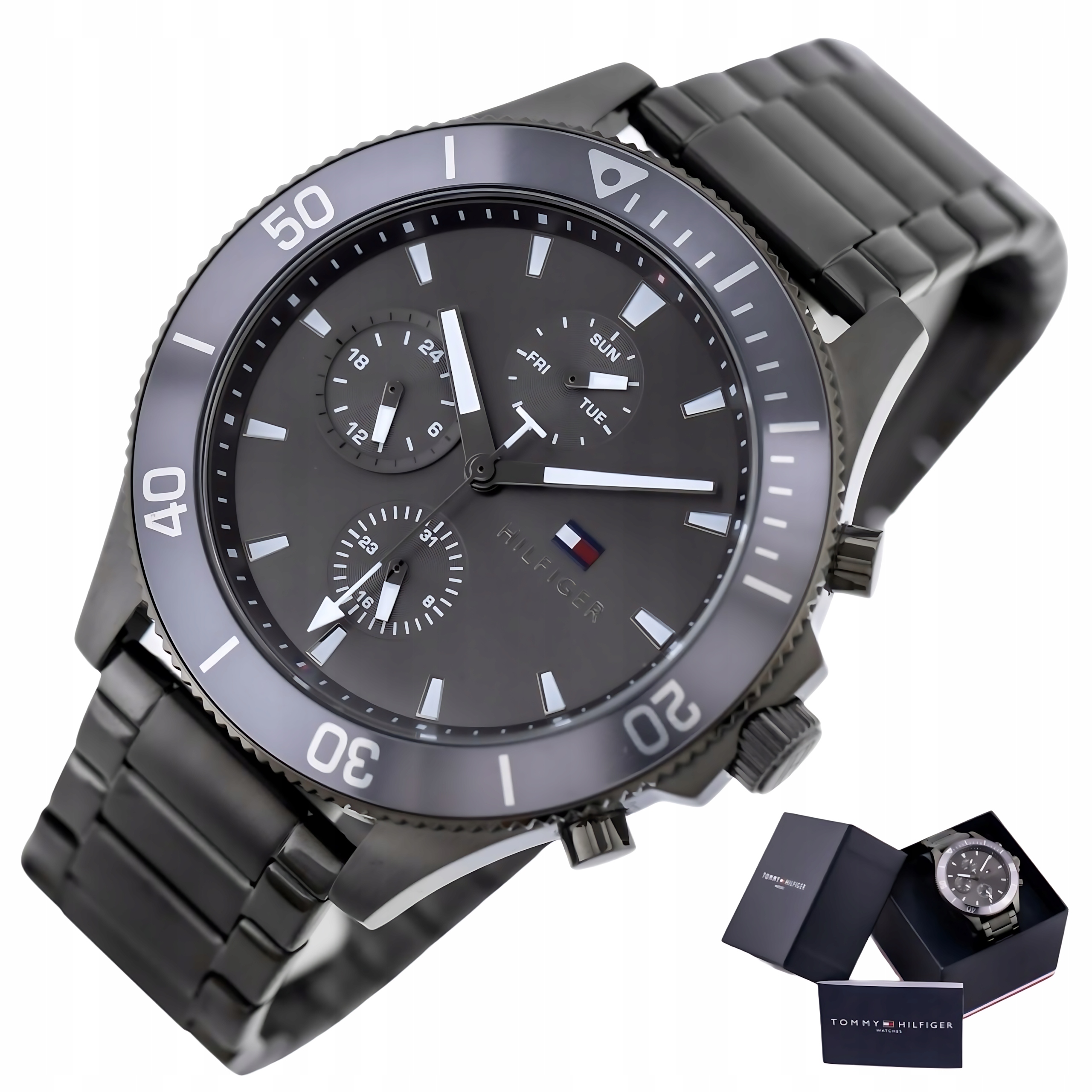 Pánské Hodinky Tommy Hilfiger 1791918 Larson Grafitové Vodotěsné WR50 Box