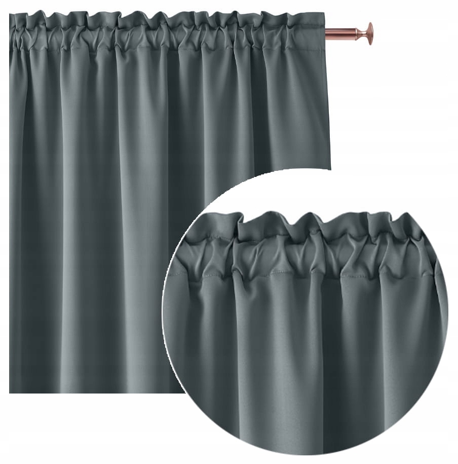 

Zasłona Szara Ciemna 140x250 Taśma Żabki