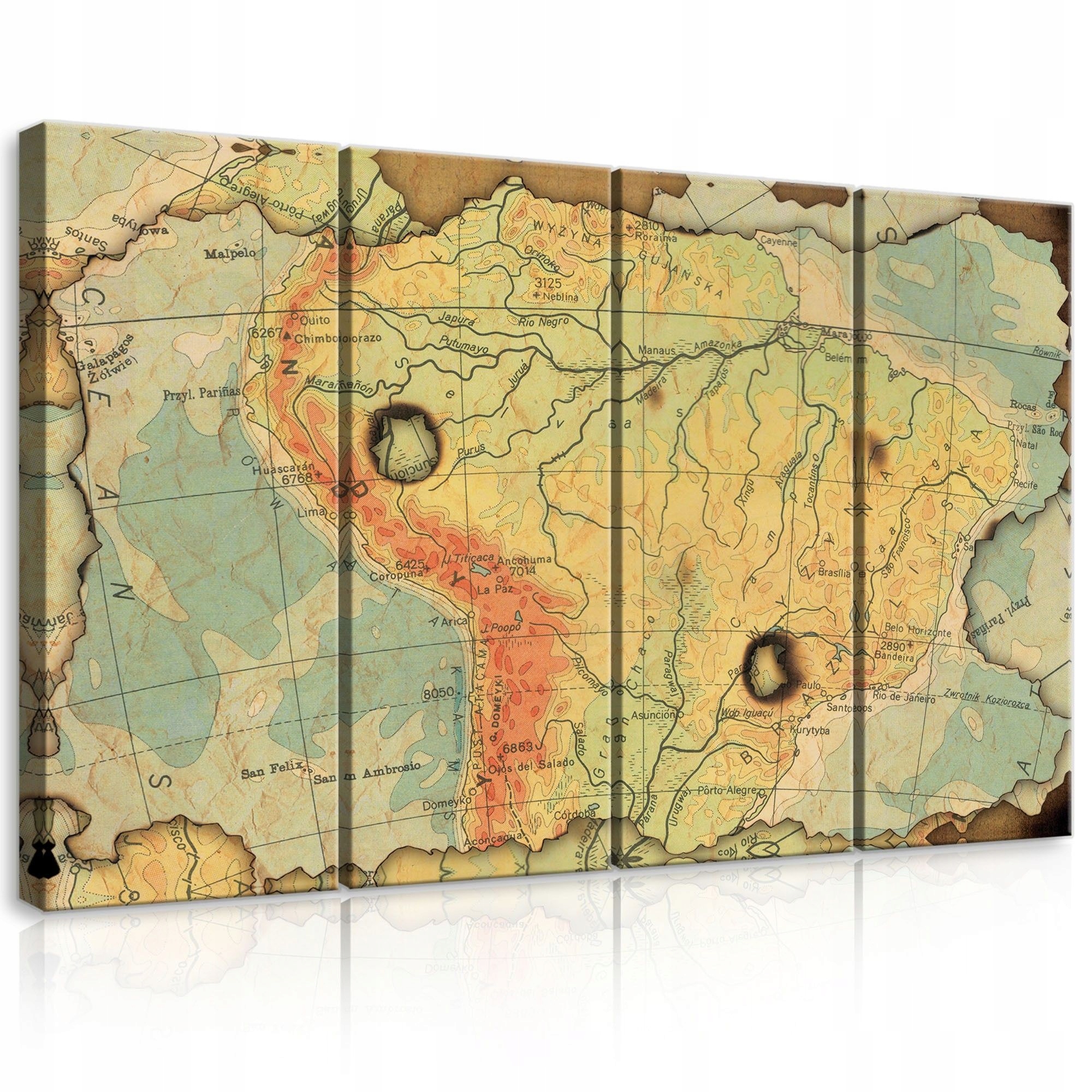 Obraz 120x80 Mapa vintage stará Južná Amerika cestovanie antikvariát