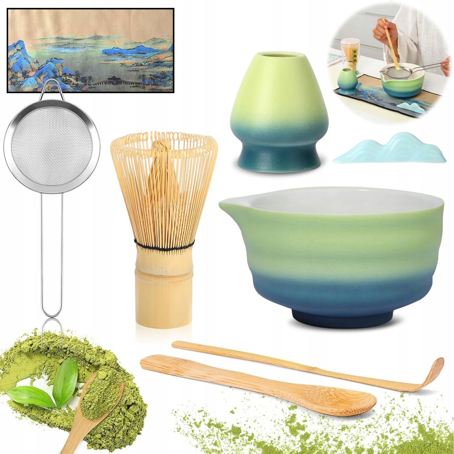 Levně Sada Na Přípravu Čaje Matcha, 7 Dílů: Metlička Chasen Z Bambusu