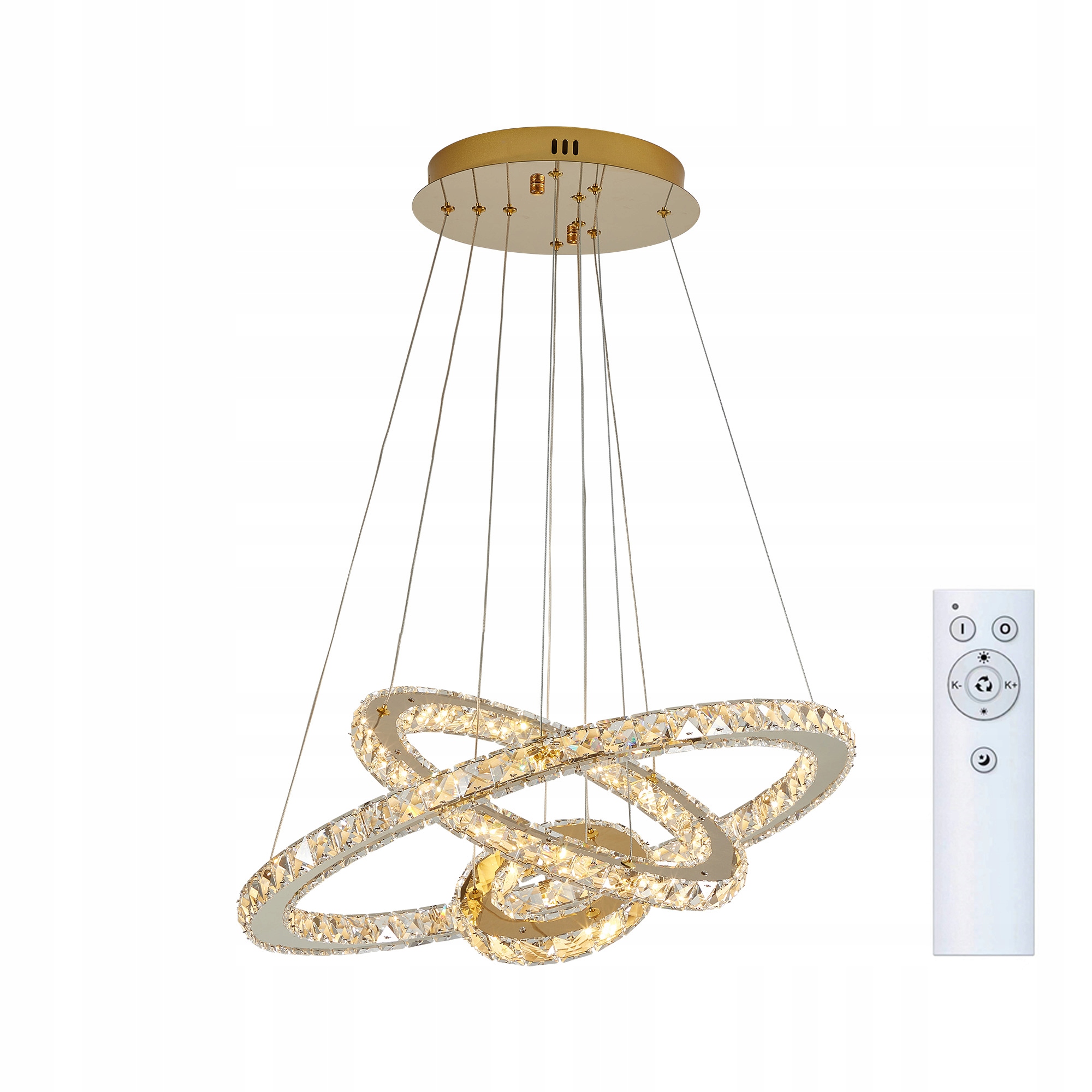 Lampa wisząca Led złoty nad stół kryształ 20/40/60cm żyrandol ring Wobako